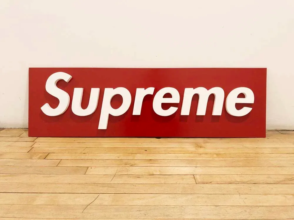 CNC-milled and painted Supreme box-logo sign